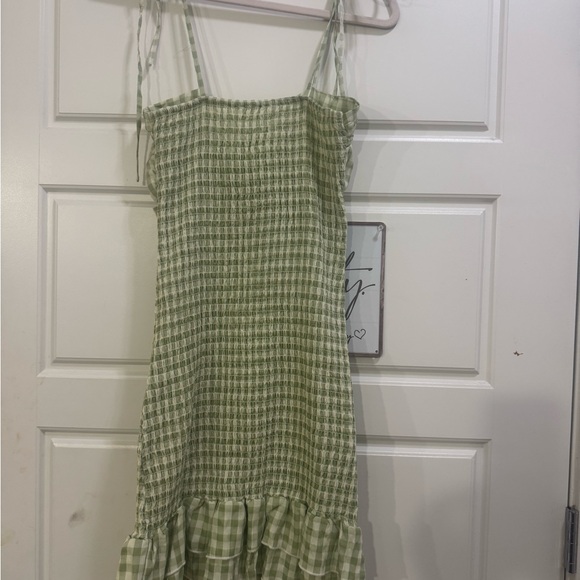 Altar'd State Light Green Gingham Smocked Dress - Picture 3 of 4